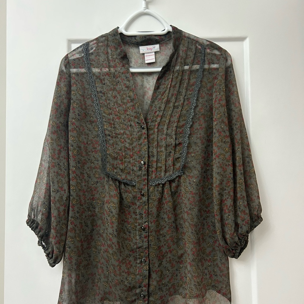 Kopa Women's Sheer Floral Blouse - Brown